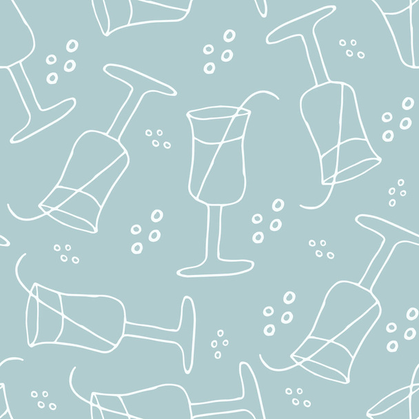 a glass of doodle juice seamless pattern. hand drawn of a glass of doodle juice background. Vector illustration - Vektör, Görsel