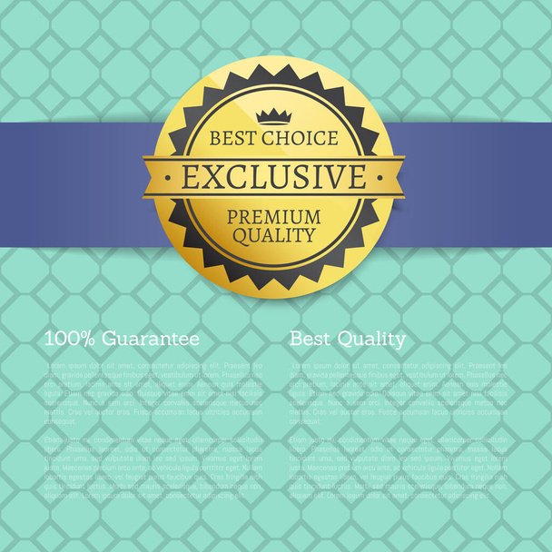 Best choice golden label on a blue striped background vector template premium quality reward - Vector, afbeelding