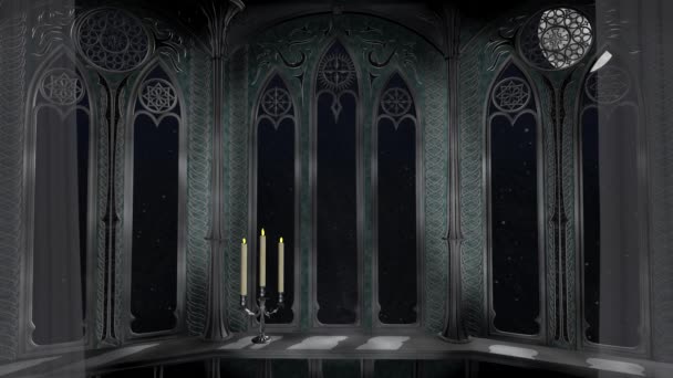 Gothic balcony in old castle 3d render background - Footage, Video