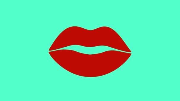 Diseño de movimiento mínimo gif. Moda rojo sexy labios beso - Metraje, vídeo
