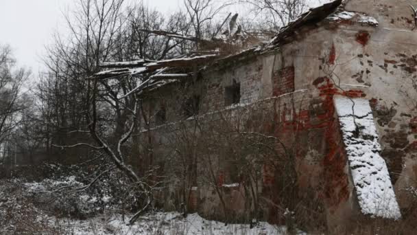 destruida y abandonada casa del siglo XIX en Baja Silesia, Polonia - Metraje, vídeo