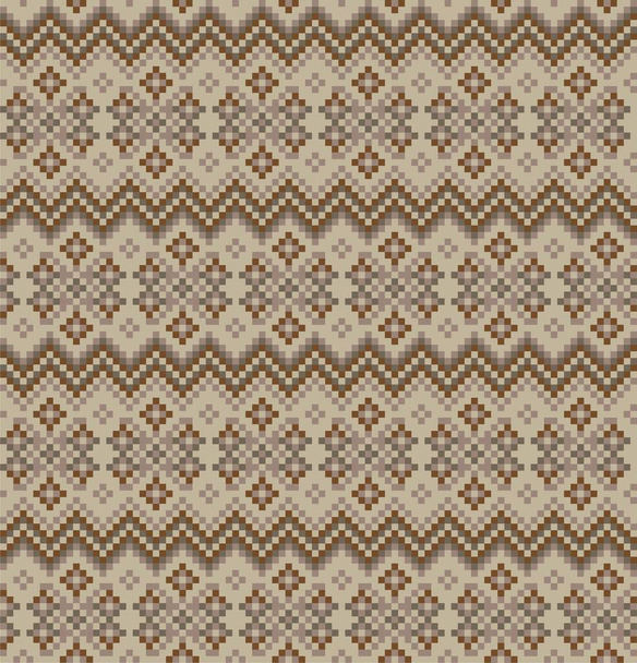 Brown Christmas fair isle pattern background for fashion textiles, knitwear and graphics - Vector, Image