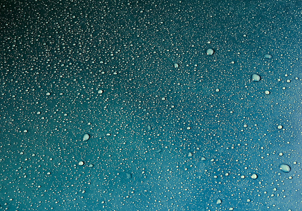 Water drops on turquoise background. - Fotoğraf, Görsel