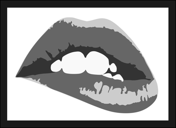 női fekete szürke ajkak vektor illusztráció - Vektor, kép