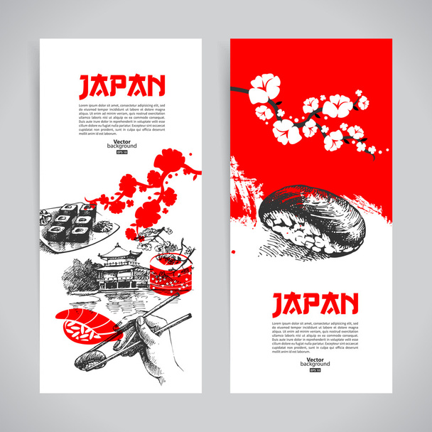 Set van Japanse sushi banners - Vector, afbeelding