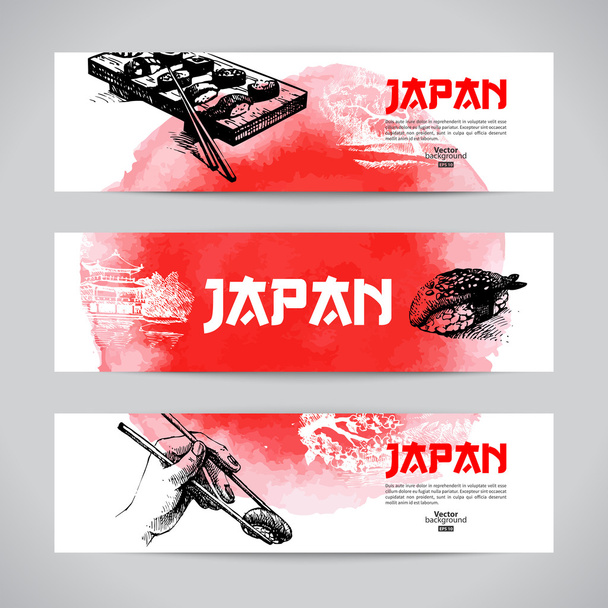 Conjunto de pancartas de sushi japonés
 - Vector, Imagen