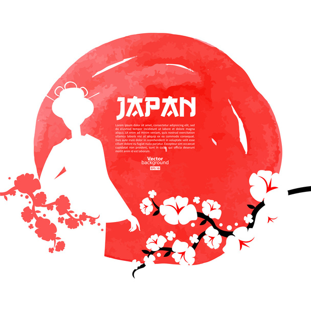 handgezeichnete japanische Kirsche Illustration - Vektor, Bild