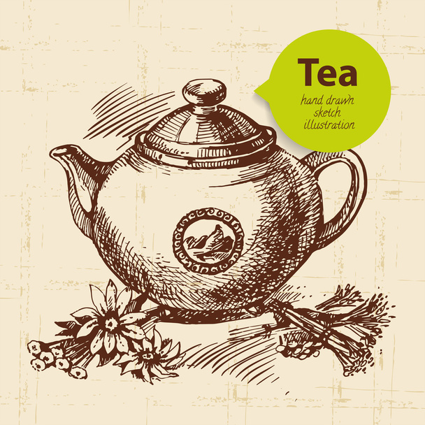 τσάι vintage φόντο - Διάνυσμα, εικόνα