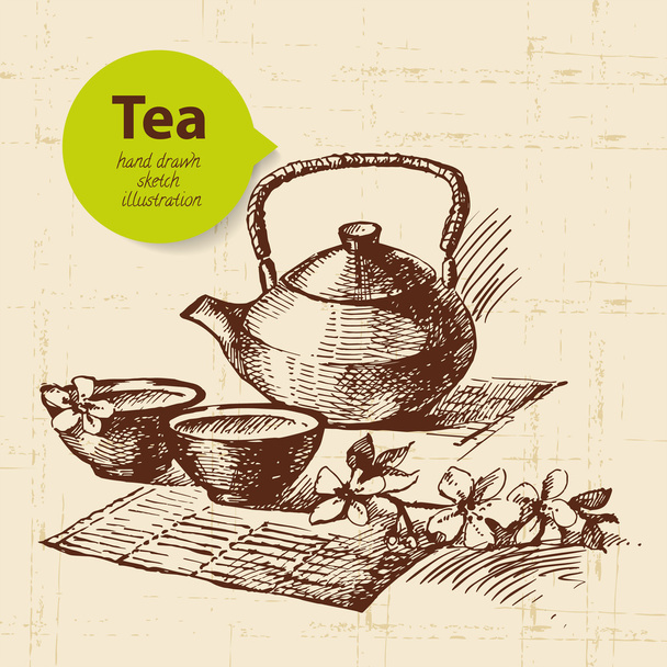Старинный фон чая
 - Вектор,изображение