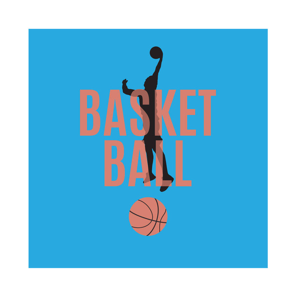 Basketbalový emblém, etiketa, potisk, design trička, vektorová ilustrace. Slam dunk shooting technique. - Vektor, obrázek