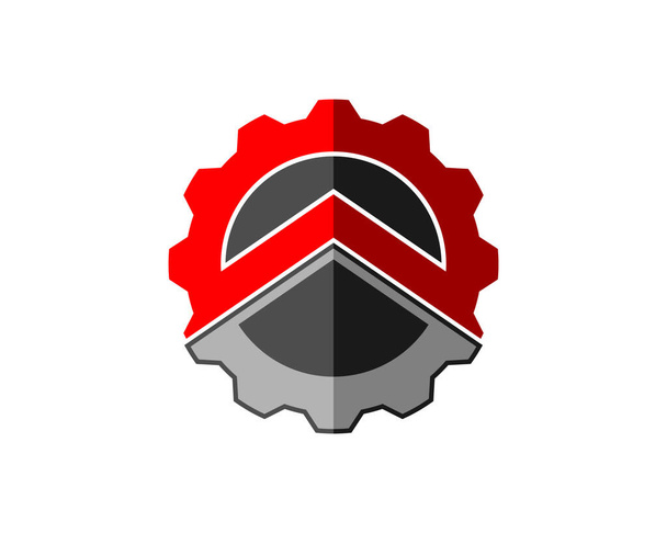 Versnellingsbak met spartaans schild logo - Vector, afbeelding