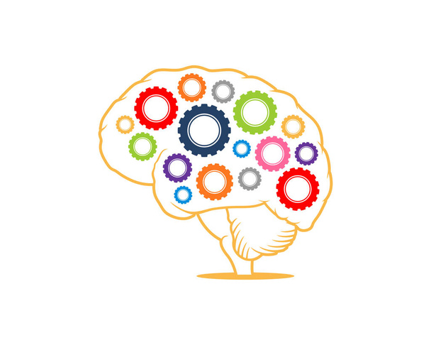 Équipement à l'intérieur du logo du cerveau - Vecteur, image