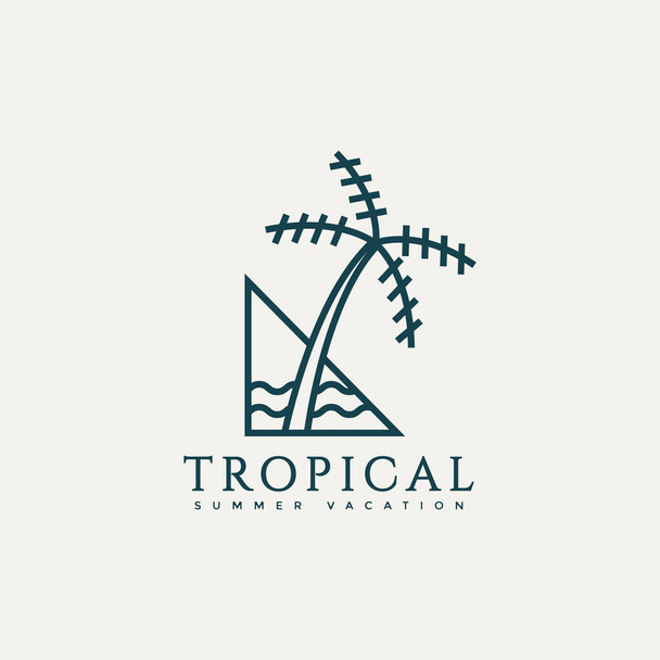 palma tropicale minimalista linea d'arte logo modello vettoriale illustrazione design. estate vacanza lusso resort logo concetto - Vettoriali, immagini