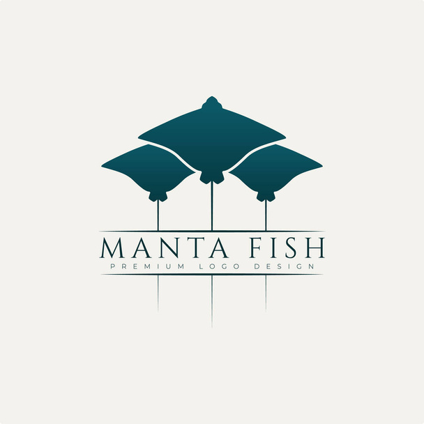 Manta balığı minimalist logo vektör illüstrasyon tasarımı. Basit modern vatoz logosu konsepti - Vektör, Görsel