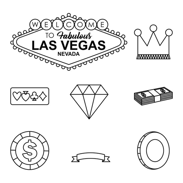 ikon készlet kaszinó és las Vegas, line style - Vektor, kép