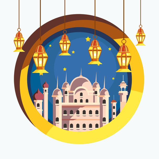 Ramadan moskeijoita lyhdyt vektori suunnittelu - Vektori, kuva