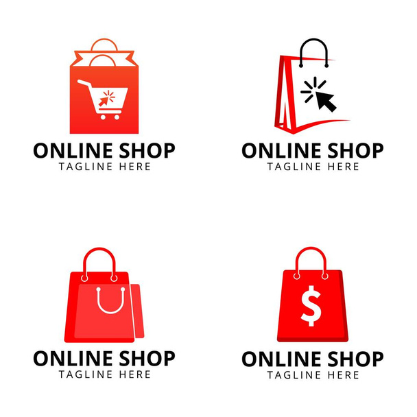 Plantilla de diseño de logotipo de tienda online. logo de compras - Vector, imagen