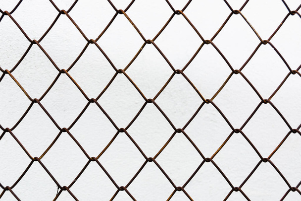 Abstract steel grating mesh pattern on white background for backdrop - Photo, Image
