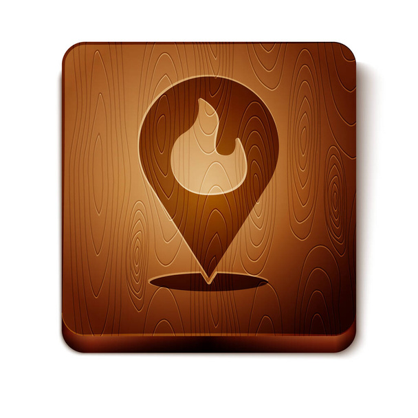 Puntero de mapa isométrico con el icono de llama de fuego aislado sobre fondo blanco. Fuego cerca. Botón círculo naranja y azul. Vector. - Vector, imagen