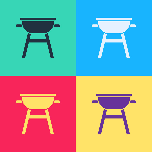 Farbe Barbecue Grill Symbol isoliert auf weißem Hintergrund. Grillparty. Abstraktes Banner mit flüssigen Formen. Vektor. - Vektor, Bild
