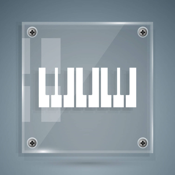 White Music synthesizer icon isolated on grey background. Electronic piano. Square glass panels. Vector. - Vector, Image