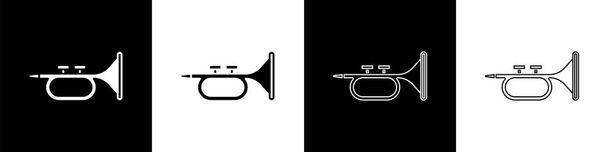 Встановити піктограму музичного інструменту труби ізольовано на чорно-білому тлі. Векторні
. - Вектор, зображення