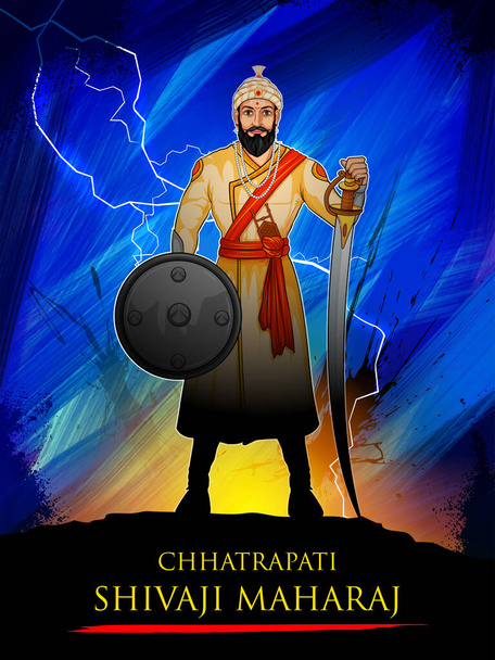 ilustración de Chhatrapati Shivaji Maharaj, el gran guerrero de Maratha de Maharashtra India - Vector, Imagen