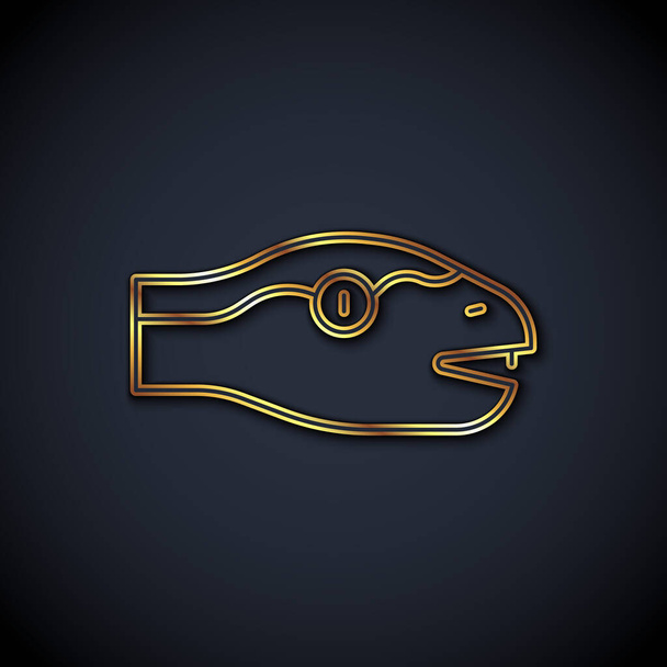 Gold line Snake icon isolated on black background.  Vector. - Vector, Image