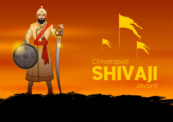 illustration of Chhatrapati Shivaji Maharaj, the great warrior of Maratha from Maharashtra India - Vector, Image