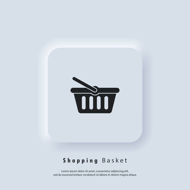 Shopping basket icon. Add to cart button icon. Shopping basket logo. Vector. UI icon. Neumorphic UI UX white user interface web button. Neumorphism - Vector, Image