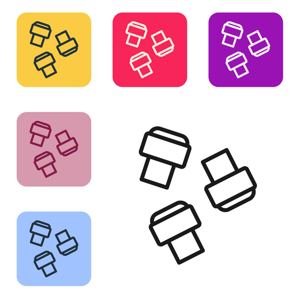 Icona di attaccamento pennarello linea nera isolata su sfondo bianco. Imposta le icone nei pulsanti quadrati a colori. Vettore. - Vettoriali, immagini