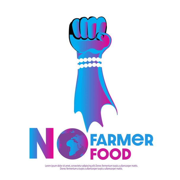 farmers protest concepts: The human hand rises to the top neon sign. - Vector, Image