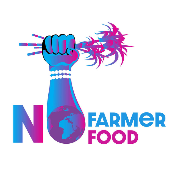 farmers protest concepts: The human hand or Farmer hand holding a cane neon sign. - Vector, Image