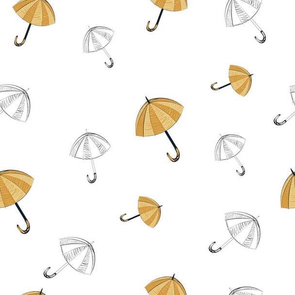 patrón sin costura paraguas amarillo negro blanco impresión - Vector, Imagen