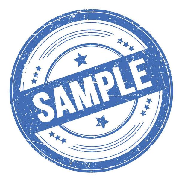 SAMPLE-Text auf blauem rundem grungy Textur-Stempel. - Foto, Bild