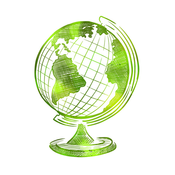 Vihreä pallo esine. Takaisin kouluun. Globen logo. Vektoriesimerkki - Vektori, kuva