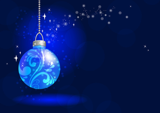 Christmas background with blue ball - Vector, Image