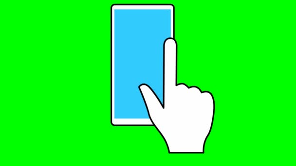 Animovaná ruka listuje obrázky v telefonu. Vektorová ilustrace izolovaná na zeleném pozadí. - Záběry, video