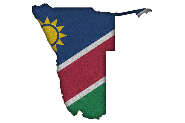 Karte und Flagge von Namibia auf Filz - Foto, Bild