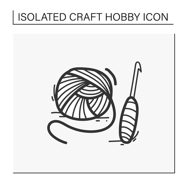 Noções básicas de crochê ícone desenhado à mão - Vetor, Imagem