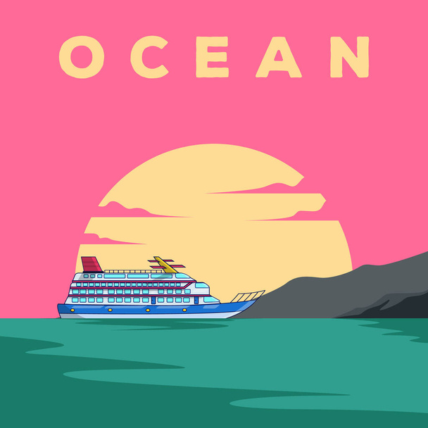 seyahat okyanusu poster vektör çizimi tasarımı - Vektör, Görsel