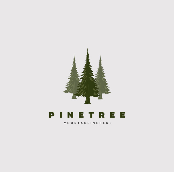 árbol de pino logotipo vector ilustración diseño bueno para el símbolo de la empresa - Vector, Imagen