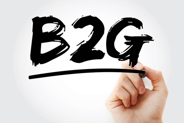 B2G - Business To Government Akronym mit Markierung, Hintergrund des Geschäftskonzepts - Foto, Bild