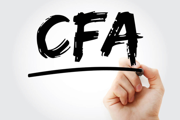 CFA - Chartered Financial Analyst acronym with marker, business concept background - Photo, Image