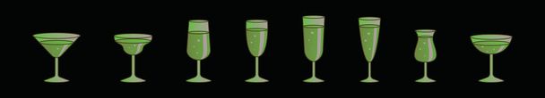 набор шаблонов дизайна иконок свежих напитков с различными моделями. современная векторная иллюстрация на черном фоне - Вектор,изображение