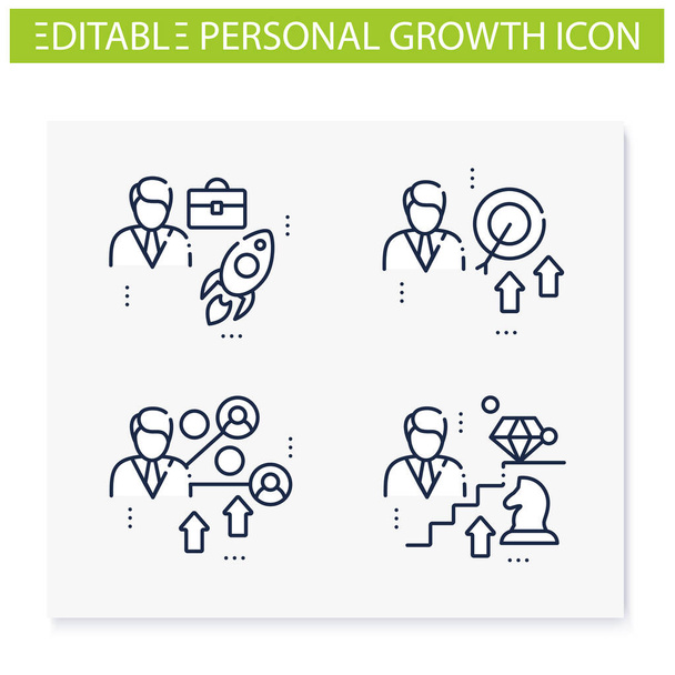 Sada ikon řádku osobního růstu - Vektor, obrázek