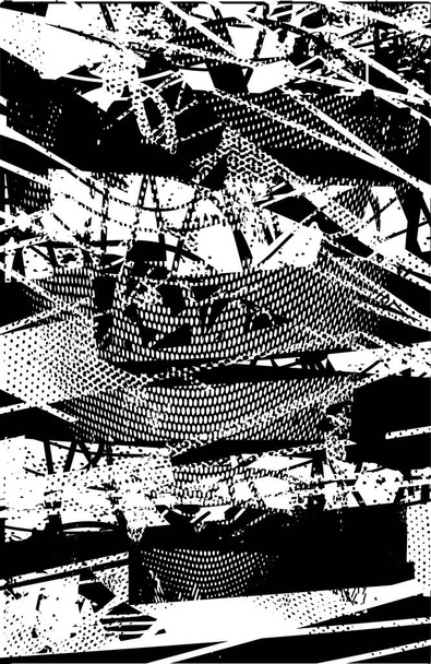 Тревожный фон в черно-белой текстуре с царапинами и линиями. Абстрактная векторная иллюстрация. - Вектор,изображение