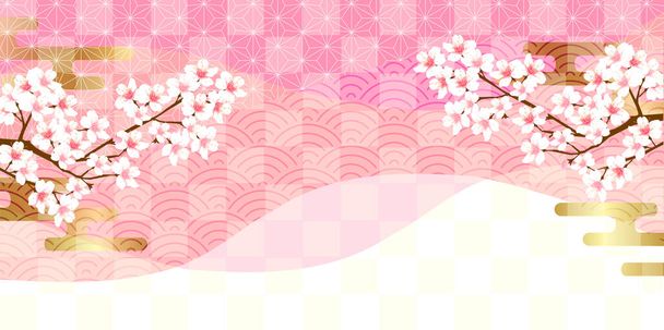 Cherry tree Japanese pattern pattern background - Vector, Image