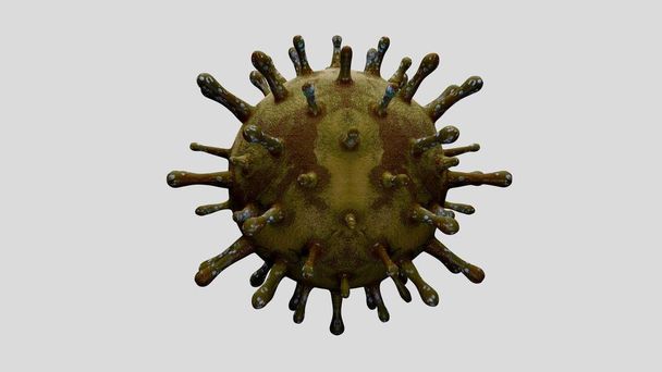 3D иллюстрация. Концепция Coronavirus 2019 nCov применима для вспышки азиатского гриппа и коронавируса гриппа в качестве опасного штамма гриппа в качестве пандемии. Вирус микроскопа Covid19 близко. - Фото, изображение
