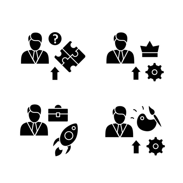 Conjunto de iconos de glifo de crecimiento personal - Vector, imagen